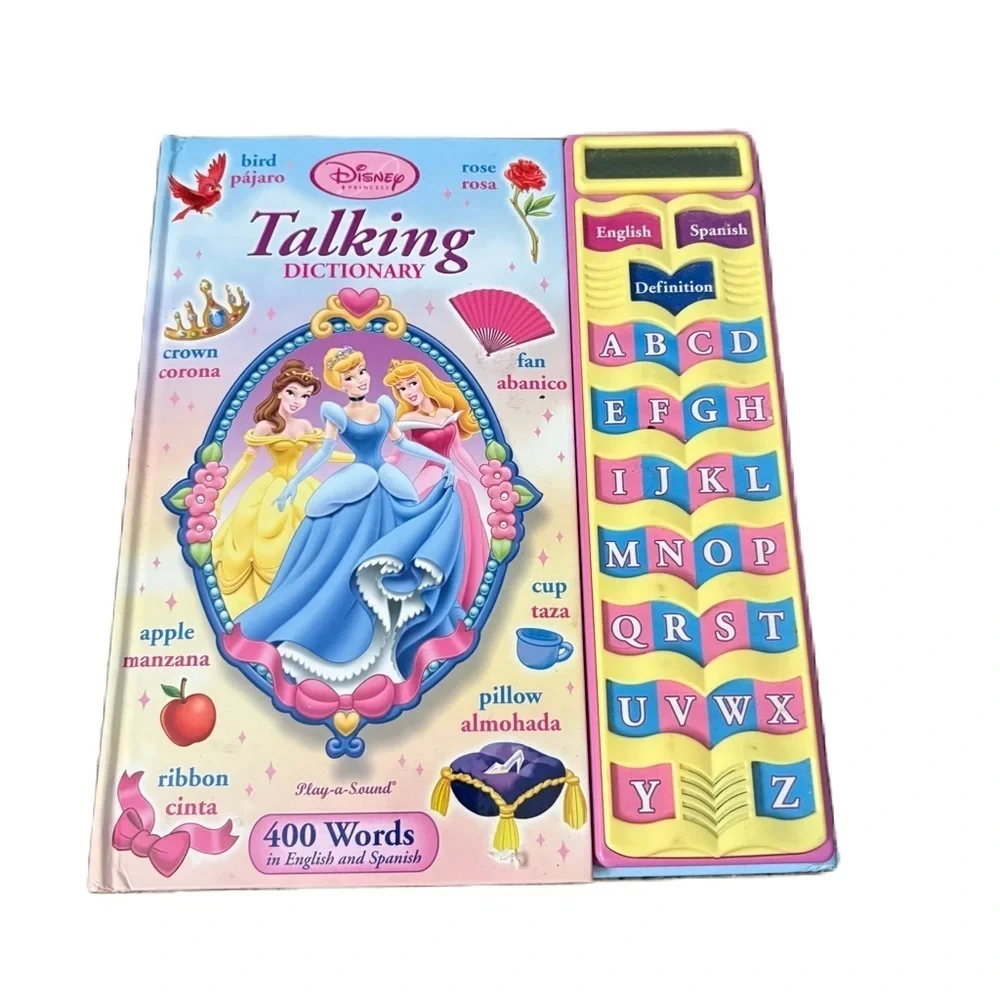 Disney Talking Dictionary English Spanish Buttons Hard to Find Rare Belle